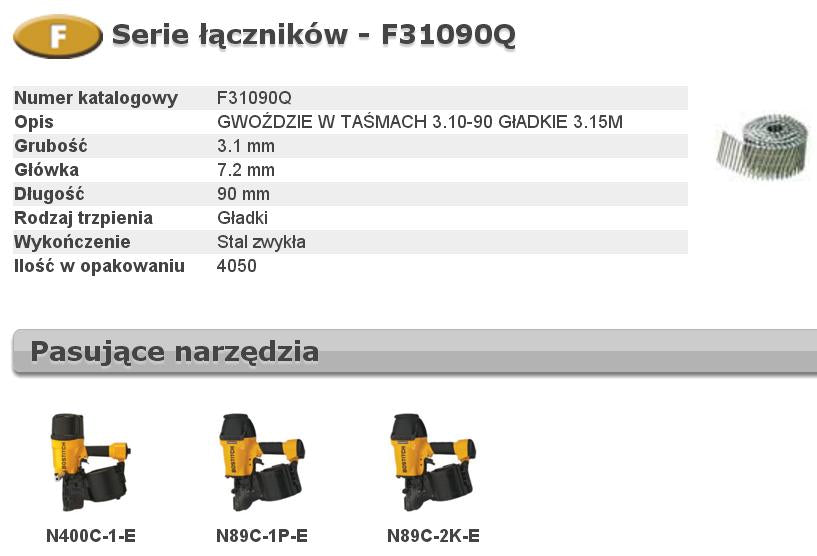 Bostitch nagels f 3,10- 90 p q 4,05m