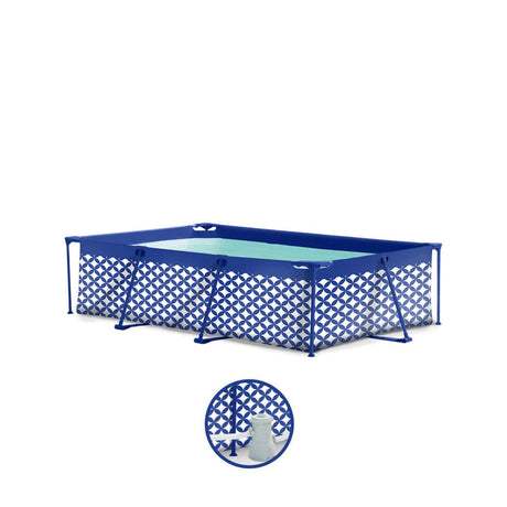 Elegancja | basen naziemny ciemnoniebieski biały 260x160x65 cm z baterią akcesoria