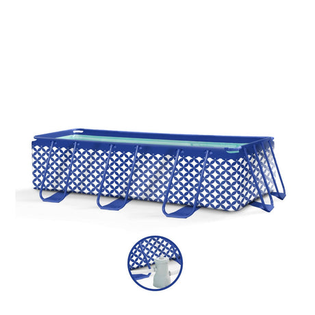 Elegancja | basen naziemny ciemnoniebieski biały 400x200x100 cm z baterią akcesoria