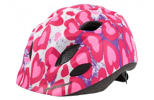 Kask dziecięcy Polisport 52-56cm serduszka różowe