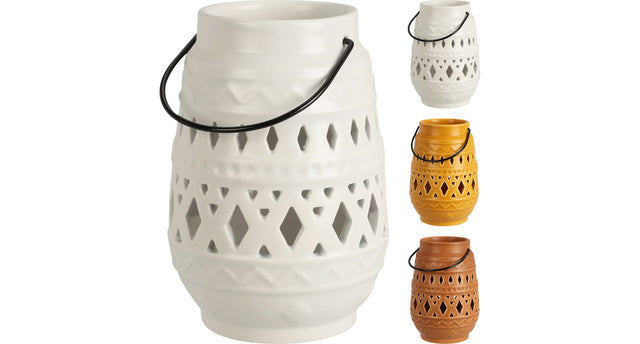 Lantaarn mauro keramiek d8 h12cm 3 kleur assorti