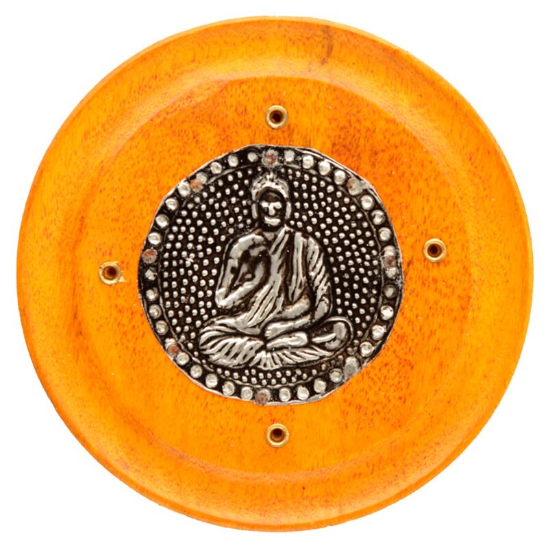 Okrągły stojak na kadzidełko Budda z drewna mango