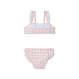 Siatka zachodu słońca | pomarańczowo-białe dziewczęce bikini UV