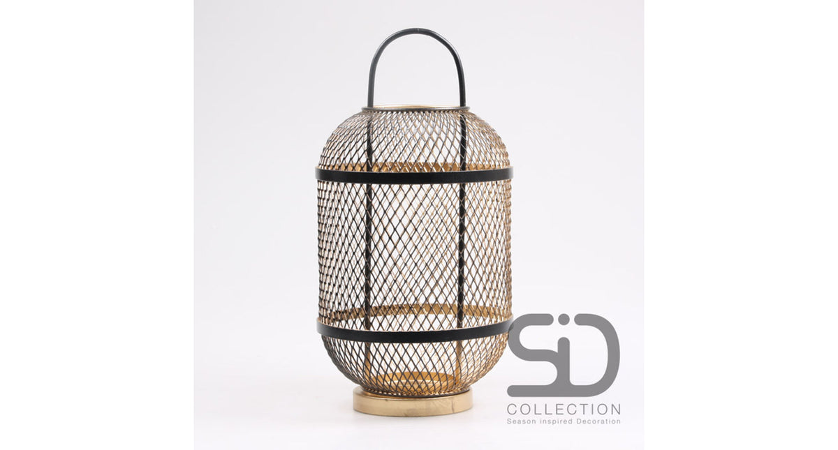 Lantaarn cosy ibiza l zwart goud 20x20x41 cm