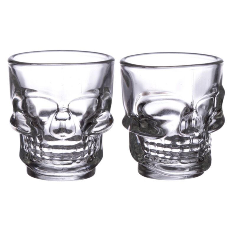 2 szklane kieliszki do shotów (60ml) - czaszka