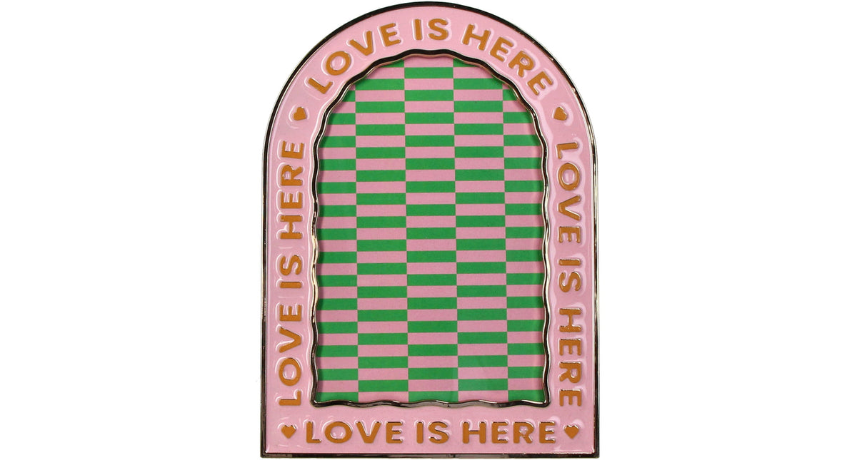 Photo frame zinc alloy pink 10x15cm ''love is...''