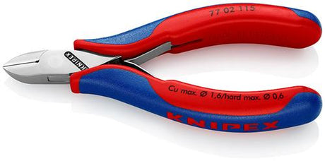 Szczypce boczne Knipex dla elektroników z wielokomponentowymi rękojeściami 115 mm - 7702115