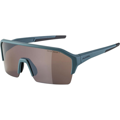 Alpina sportowe okulary sportowe ram hr q-lite srebrne. niebieska soczewka lustrzana