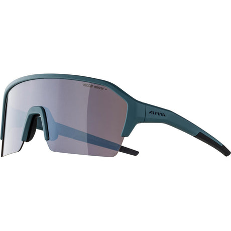 Alpina sportowe okulary sportowe ram hr q-lite srebrne. niebieska soczewka lustrzana