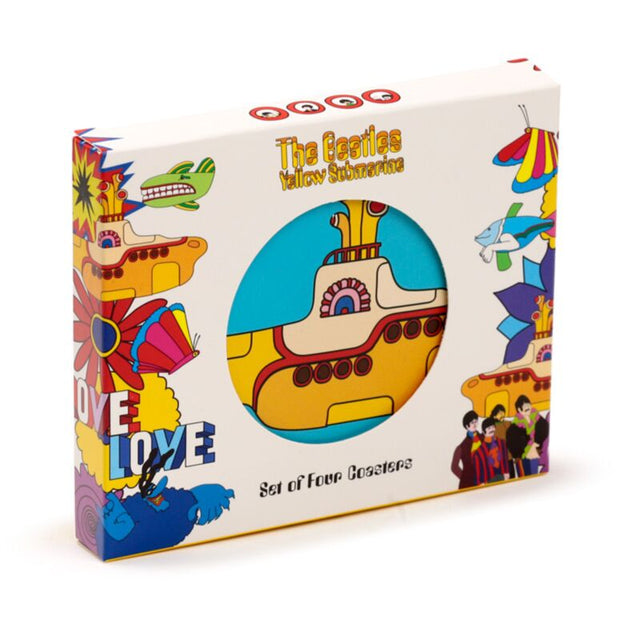 Żółta łódź podwodna Beatlesów z 4 podstawkami