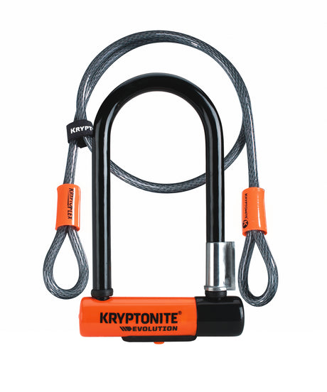 Kryptonite Evolution mini-7 U-lock z linką - rower - art-2 lock - Rower U-lock (elektryczny) - 17,8x8,3 cm - kabel o długości 120 cm - pomarańczowo-czarny