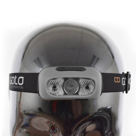 latarka na głowę i kask USB szara, jednowymiarowa