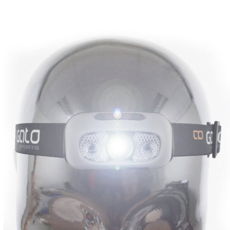 latarka na głowę i kask USB szara, jednowymiarowa