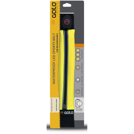 Gato sportowy pasek LED USB wodoodporny neonowożółty, rozmiar uniwersalny
