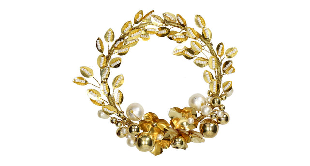 Ornament wreath plastic gold 16.5cm