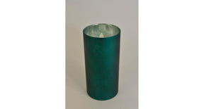 Led kaars in glas 15cm donkergroen (excl. 3xaaa batterij)