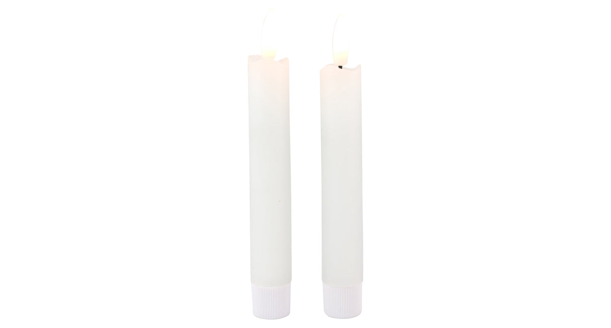 Led dinerkaars 15cm rustiek wit set 2 met timer (excl. 1xaaa)