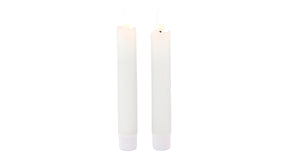 Led dinerkaars 15cm rustiek wit set 2 met timer (excl. 1xaaa)