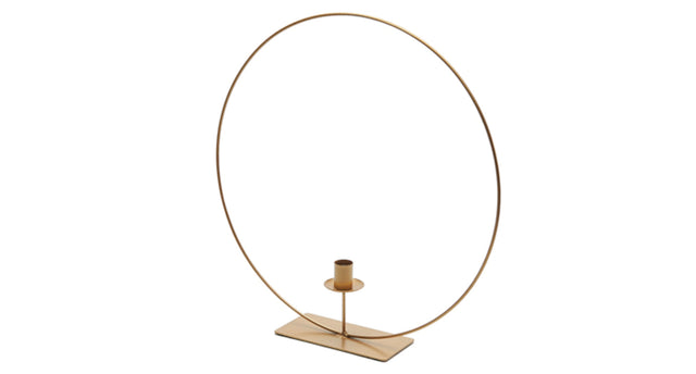 Metal ring on base 30cm gold + candle holder
