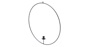 Metal ring hanging 50cm black + candle holder