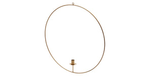 Metal ring hanging 50cm gold + candle holder