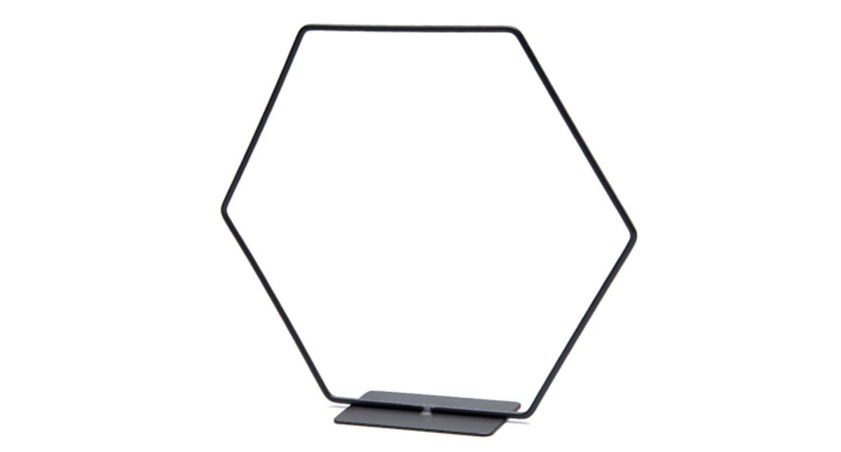 Metal hexagon on base 40cm black