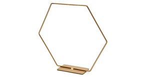 Metal hexagon on base 25cm gold