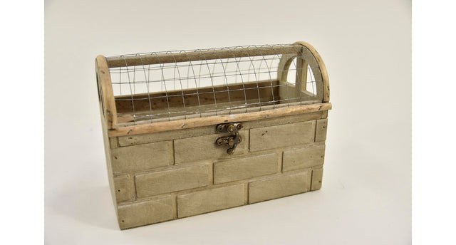 Opbergbak grijs met gaas dak 23,5x10,5x16cm