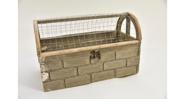 Opbergbak grijs met gaas dak 31x15x19cm