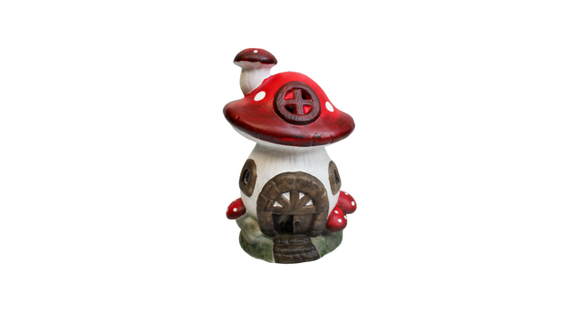 Paddenstoel huisje rood h25cm - aardewerk