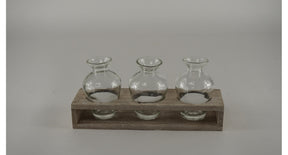 Houten tray grijs met 3 flesjes