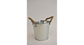 Zink emmer met jute oren d17 h16,5cm
