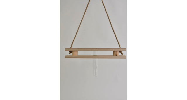 Houten hanger deco 40x5x3cm naturel met reageerbuis