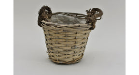 Oorpot riet met jute oren 18x15cm grijs