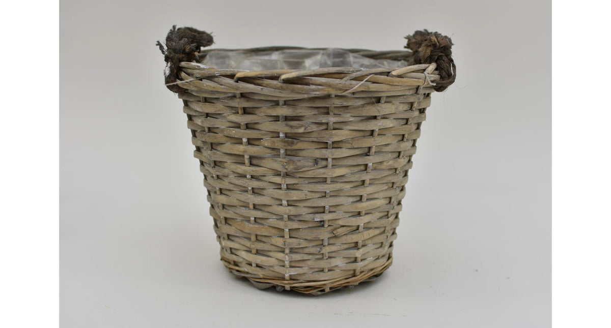 Oorpot riet met jute oren 25x21cm grijs