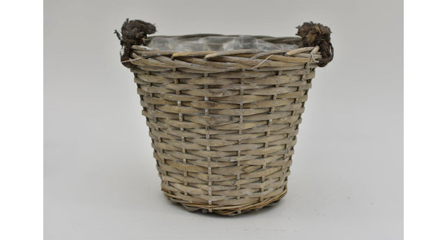 Oorpot riet met jute oren 25x21cm grijs
