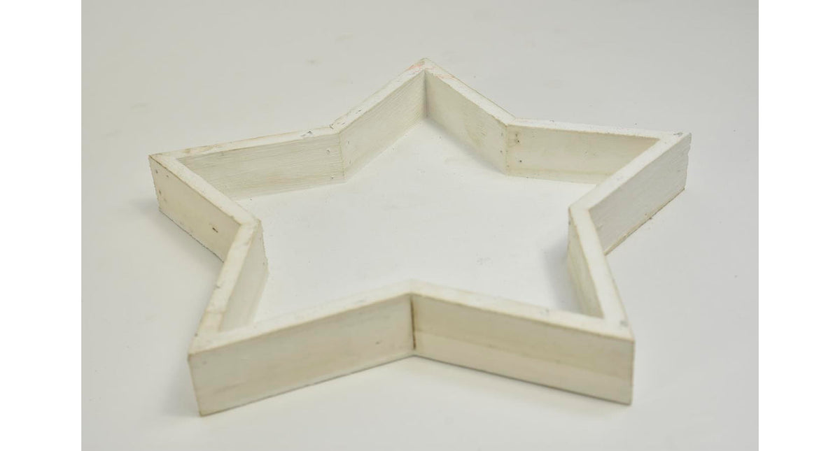 Houten tray ster white-wash 25x25x3cm
