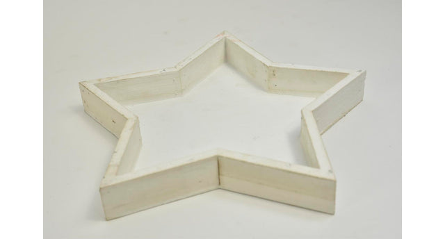 Houten tray ster white-wash 25x25x3cm