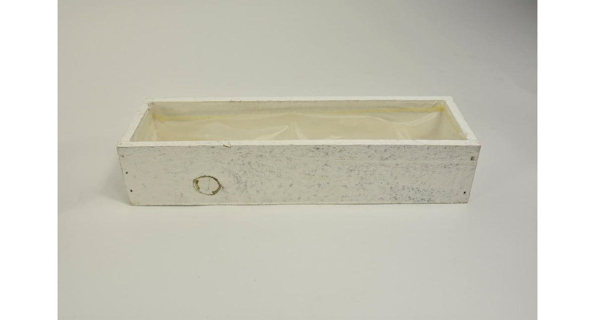 Houten tray planter rechthoek white-wash 30x9x6cm