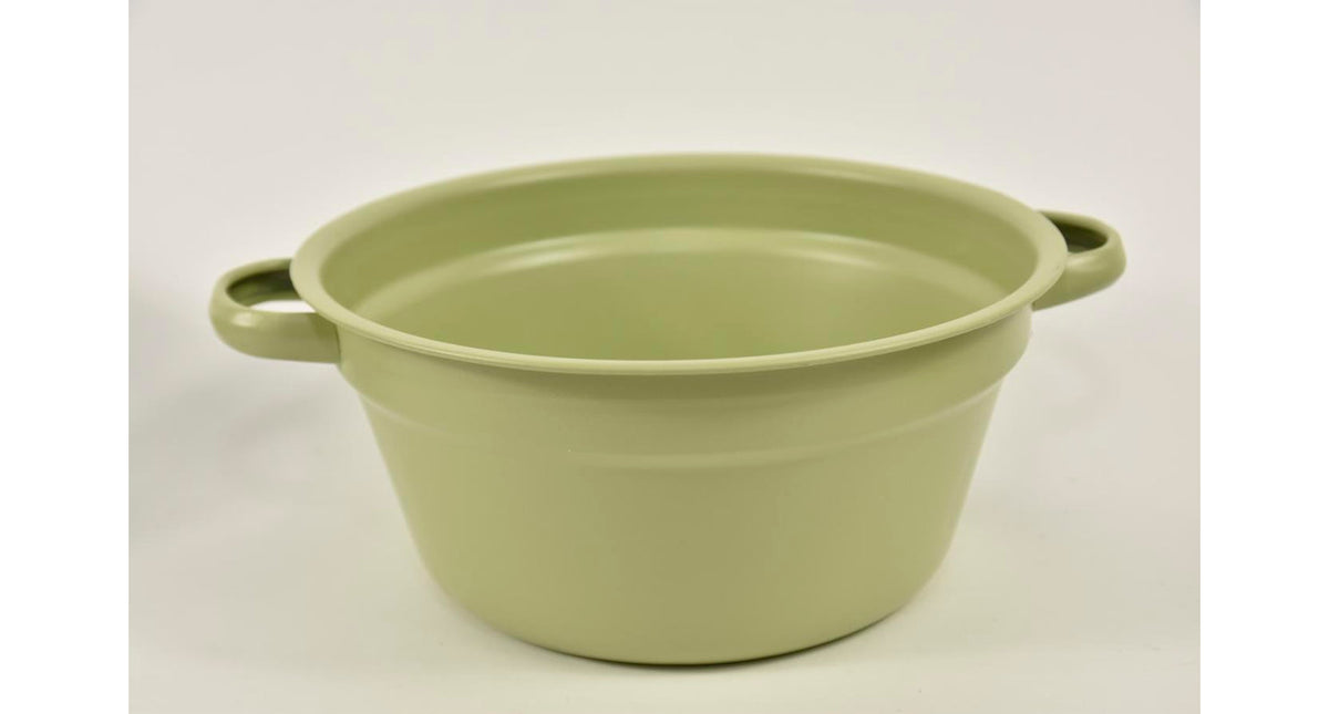 Zinken teil met handvaten pastelgroen d22,5 h11cm