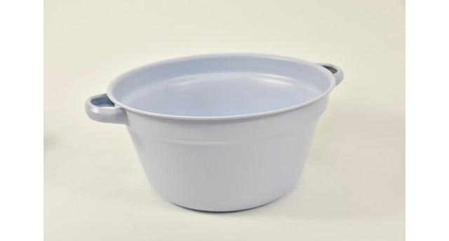 Zinken teil met handvaten pastelblauw d21 h11cm