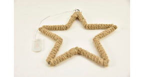 Jute touw ster 25x1,5cm met 15 led