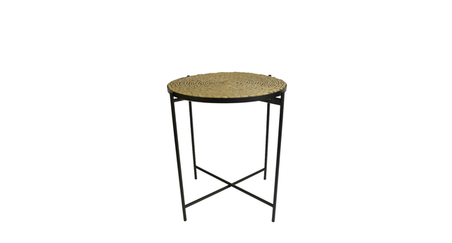 Tafel zwart metaal met zeegrasmat d38 h45cm