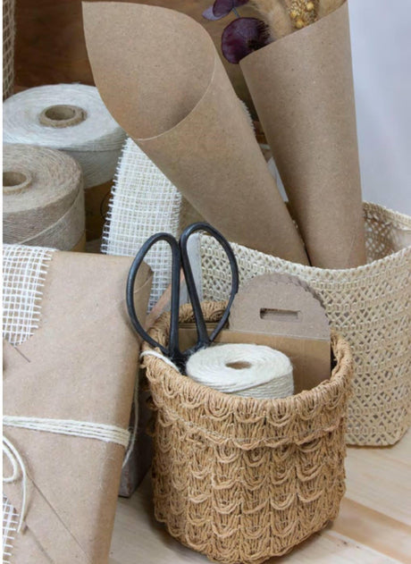Sizo plantpot nori dia.15cm papier met plastic voering bruin