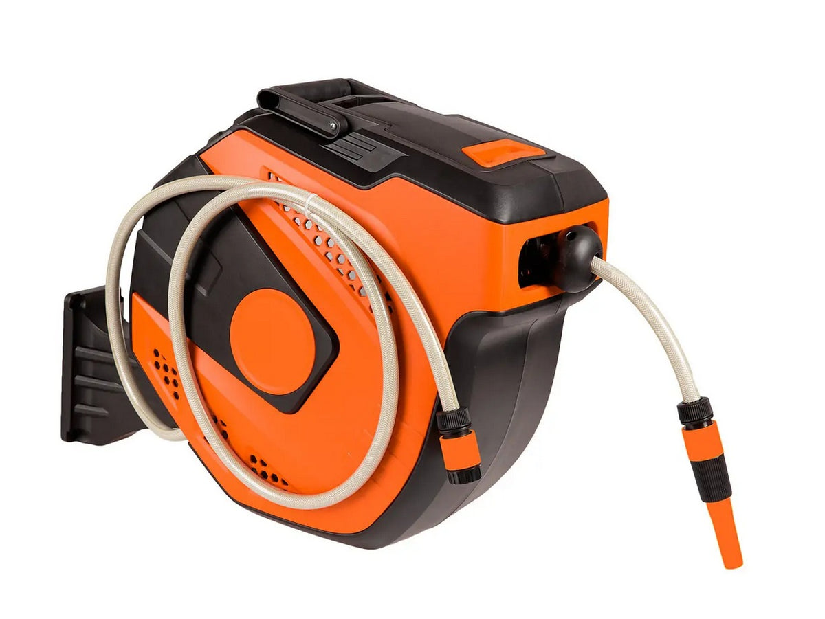 Om line automatische trommel met slang 25m + 2m awr25