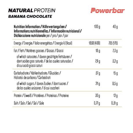 Powerbar naturalne białko (18 x 40gr) - czekolada bananowa