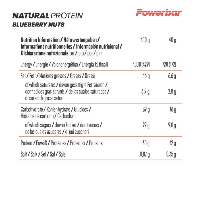 Powerbar naturalne białko (18 x 40gr) - orzechy jagodowe