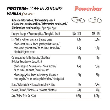 Powerbar proteinowy+ o niskiej zawartości cukru (30 x 35gr) - wanilia