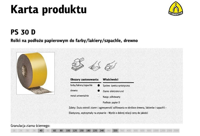 Klingspor papierrol 115mm ps30d p 40 (50mb)