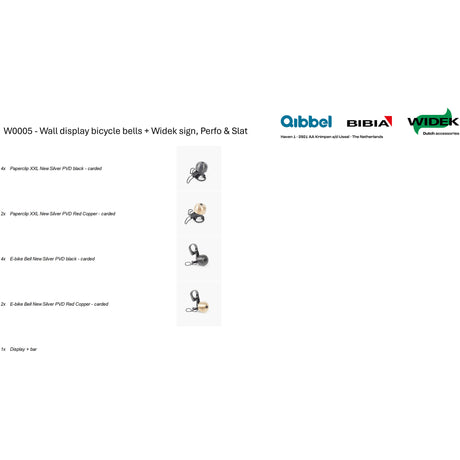 Uchwyt do prezentacji ściennej Qibbel Widek, dzwonek, talerz, listwa perforowana